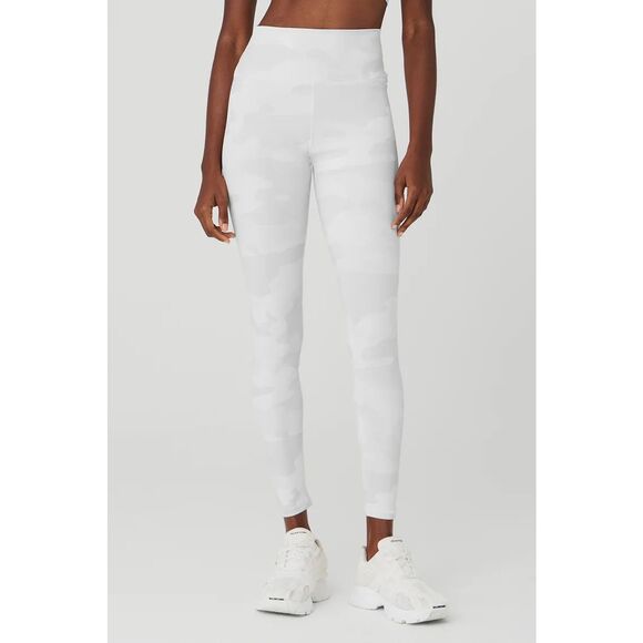 Alo Yoga Size XS High-Waist White Camo Vapor Legging Compresses Lift Preppy Fem